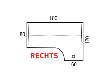 Hoekbureau Baseline T-Poot 180x120